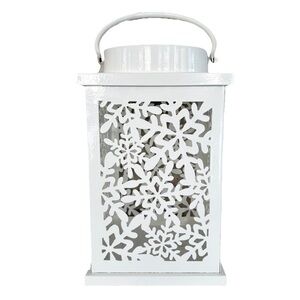 White Metal Cut Out Snowflake Lantern
